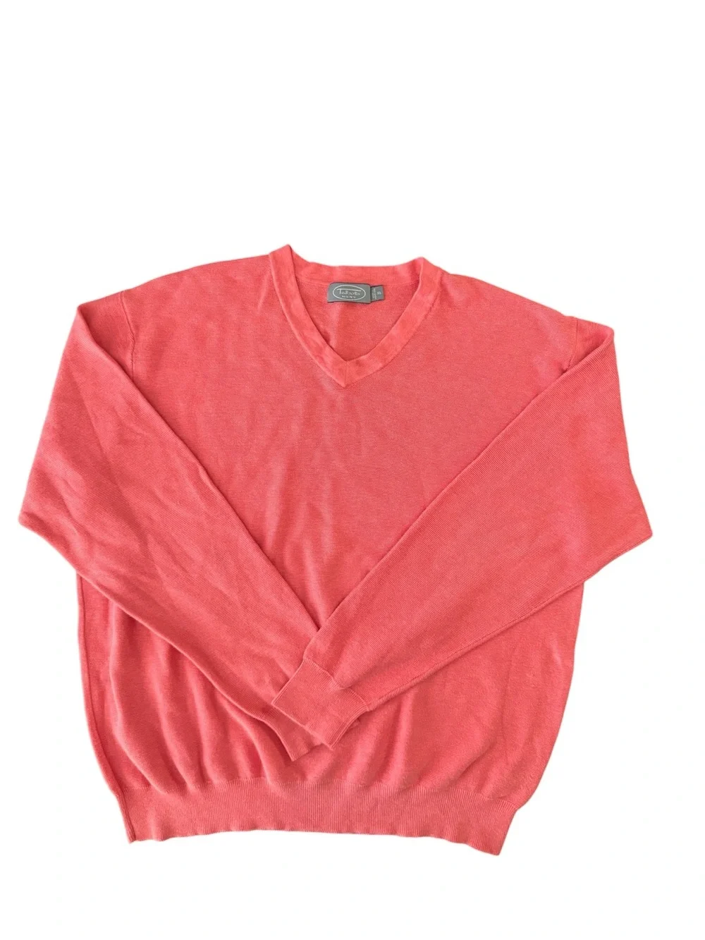 Talbots Men XL Coral V Neck Sweater 100% Cotton Lightweight Preppy Golf Coastal